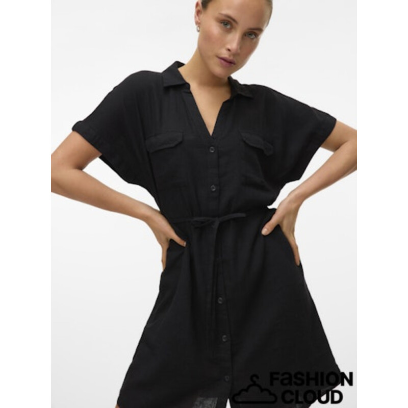 VMLINN SS SHORT SHIRT DRESS WVN NOOS BLACK