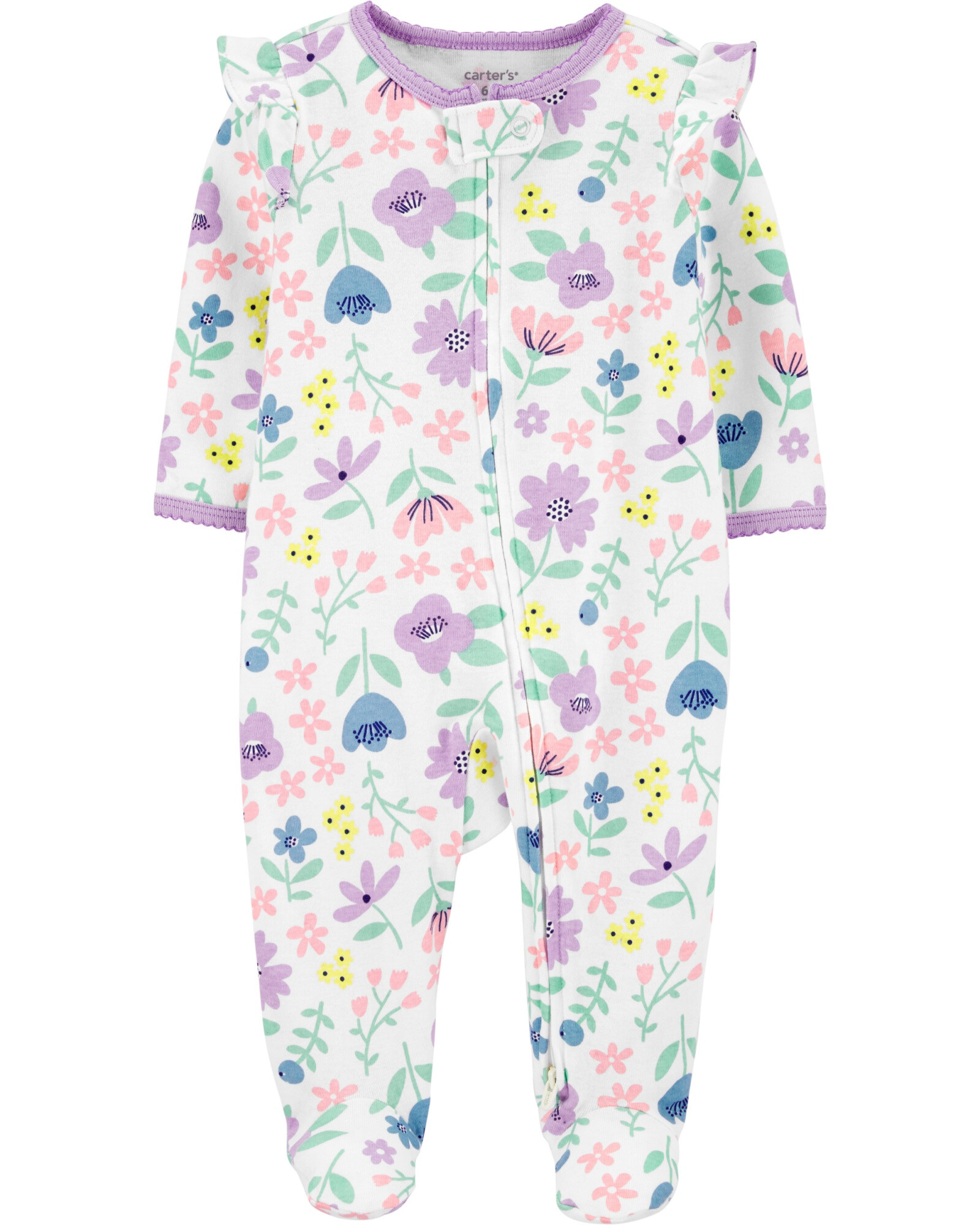 Pijama con Pie Manga Larga Floral Algodón 0