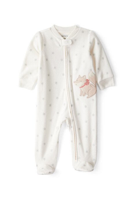 Pijama una pieza de micropolar, con pie, estampa zorro Sin color