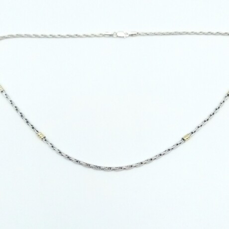 Cadena de plata 925 y double en oro 18 ktes, 40 cm. Cadena de plata 925 y double en oro 18 ktes, 40 cm.