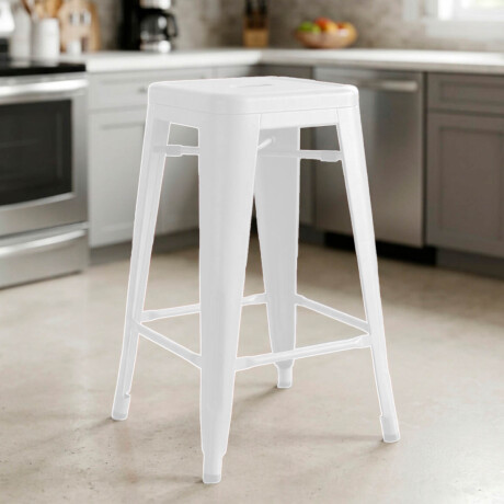 Butaca Taburete Alta Metálica Tolix Puppets Cocina Blanco