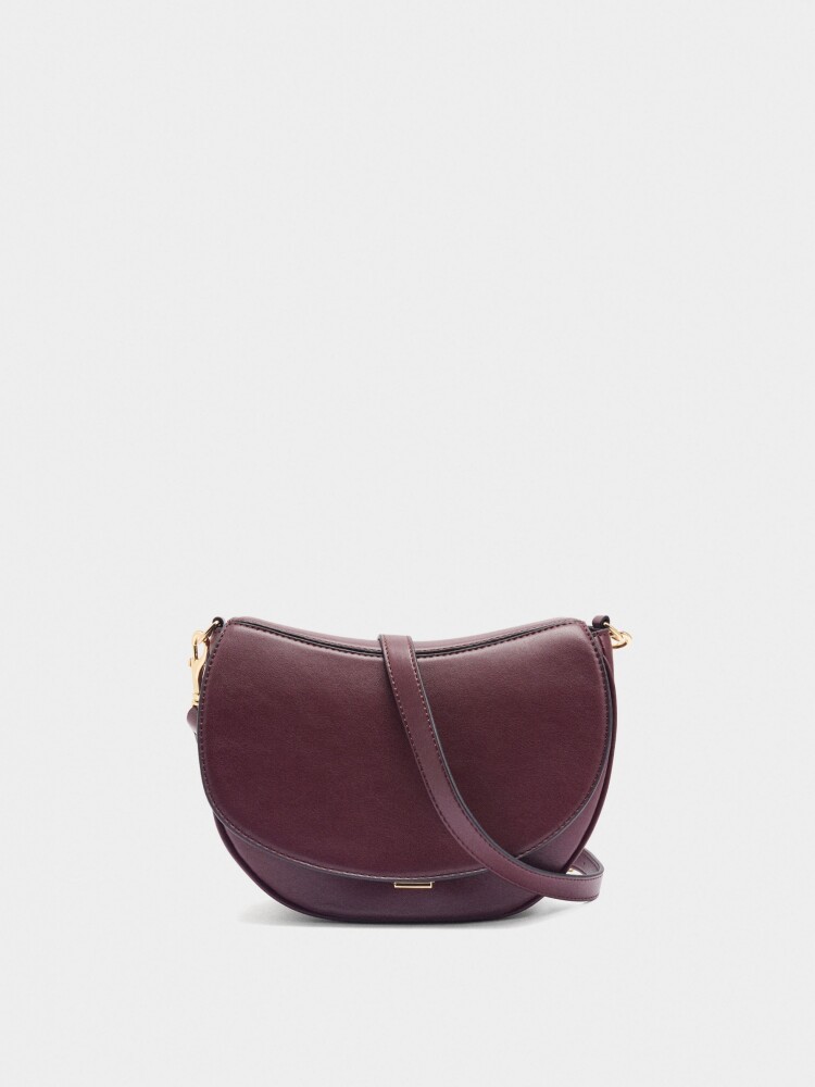 Bolso Bandolera Ovalado Con Solapa burdeos
