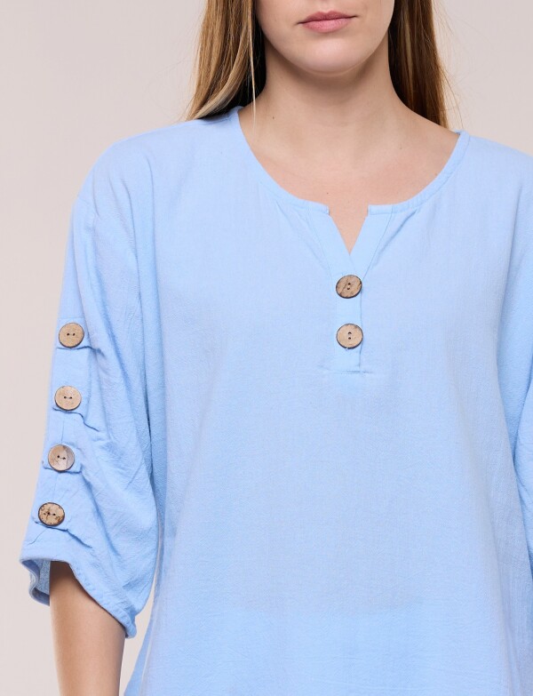 Blusa Algodón Botones CELESTE
