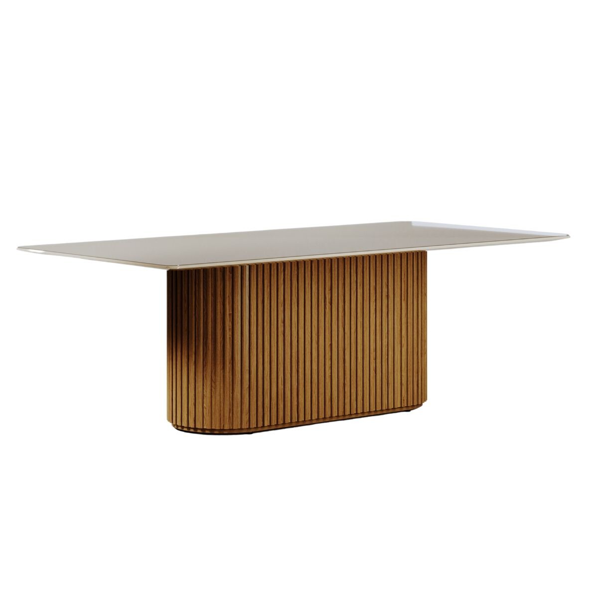 Mesa de comedor Living - Con vidrio - 220 - Off White y Canela 