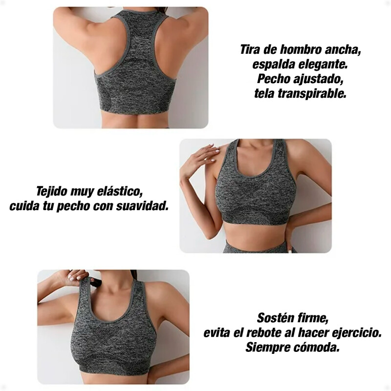 Conjunto Deportivo Short Levanta GlÃºteos Push Up MÃ¡s Top Gris