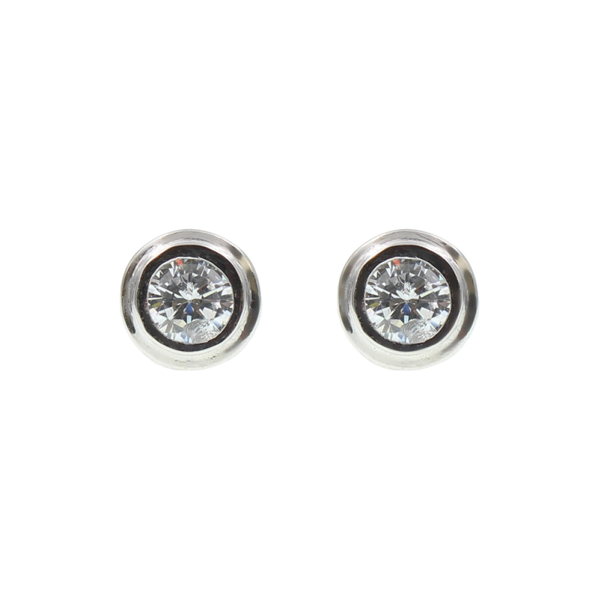 Caravanas Dot de oro blanco 18k con circonia 