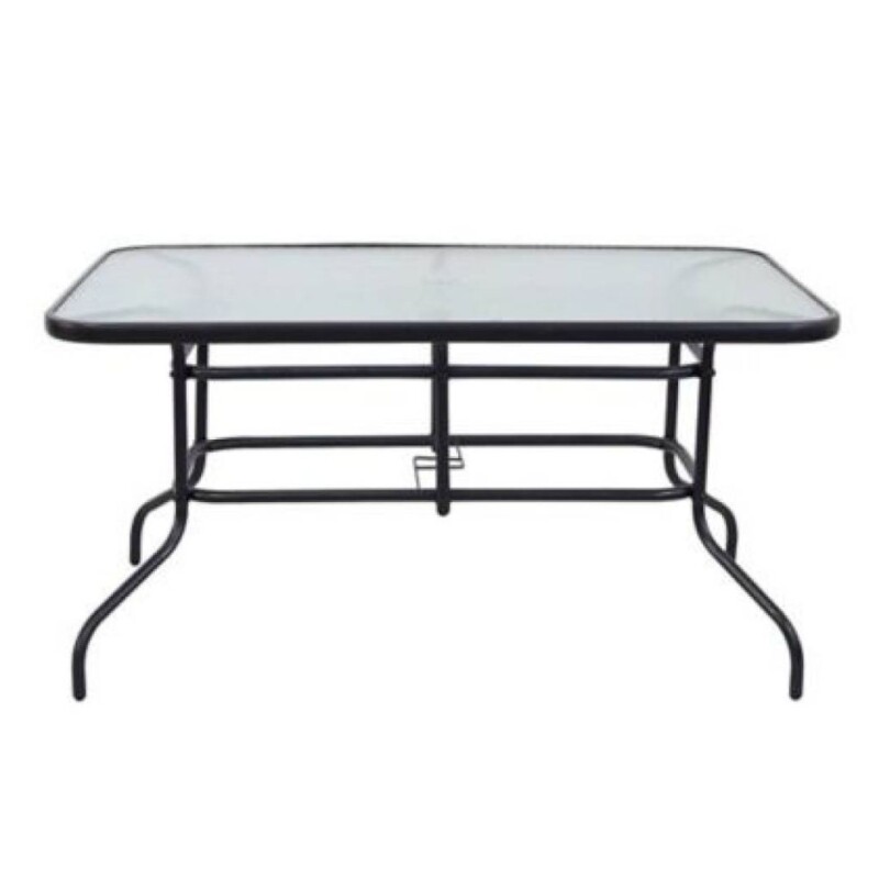 Mesa de Jardín c/Vidrio Rectangular 140x90 cm Negra Mesa de Jardín c/Vidrio Rectangular 140x90 cm Negra