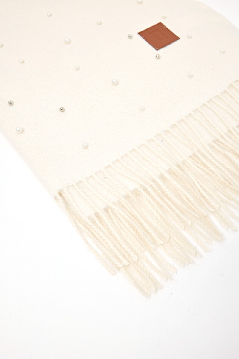 Pashmina con perlas - crudo 