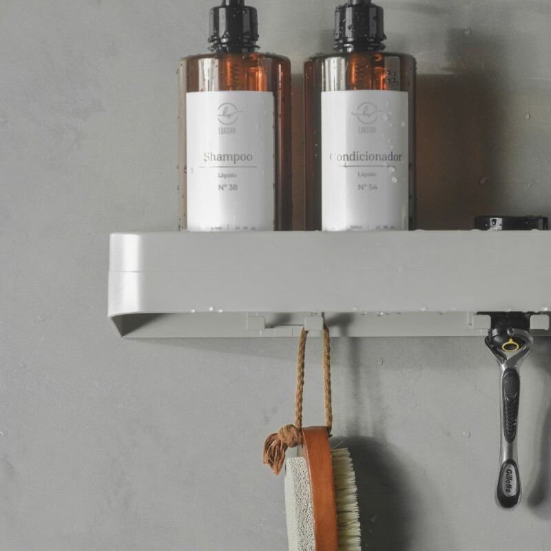 Estante organizador de baño con adhesivo Negro