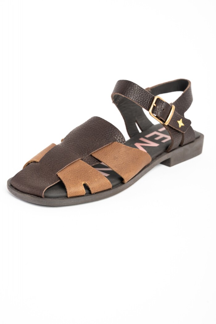 Sandalias Cangrejeras De Cuero Chocolate