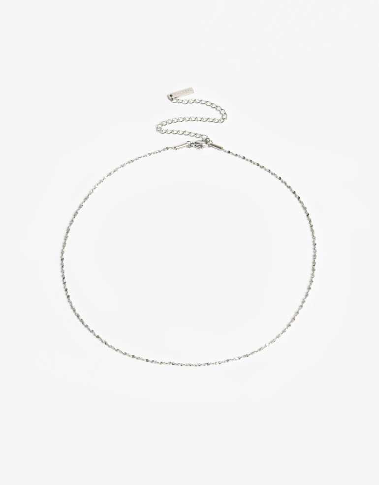 Collares Cortos Metal Collar De Cadena Acero - Plateado