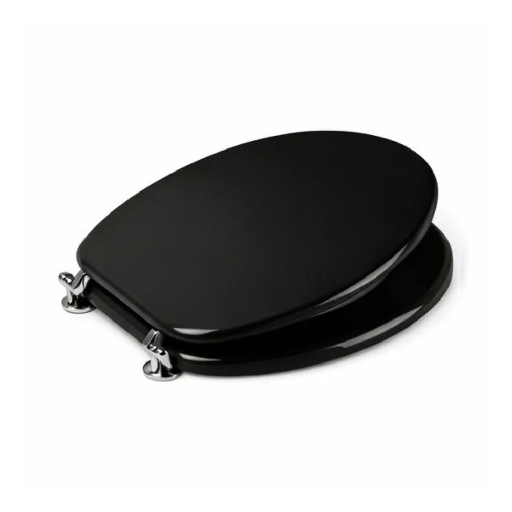 Tapa inodoro negra en MDF con herraje metálico Tapa Inodoro Negra En Mdf Con Herraje Metálico