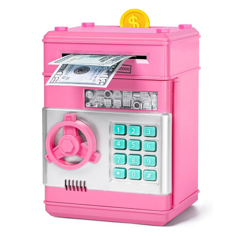 Alcancia Infantil Caja Fuerte Apertura Con Codigo Seguridad Rosa