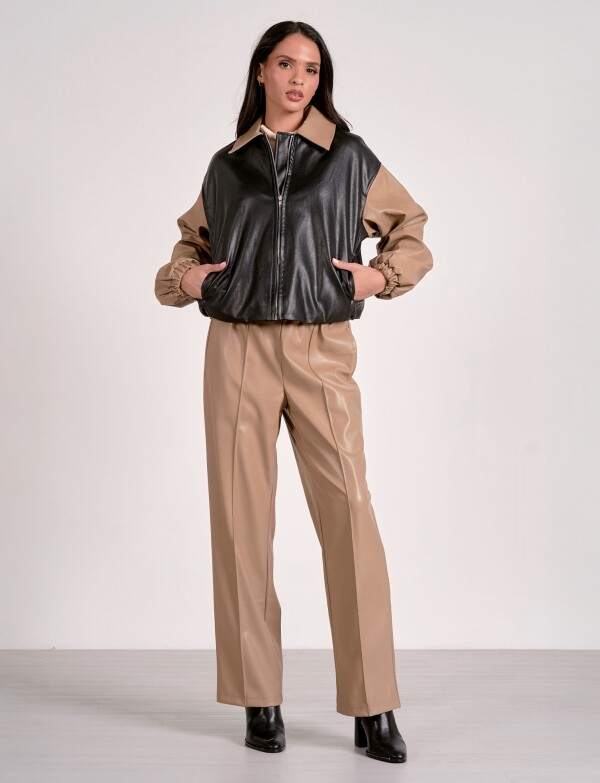 Campera Bomber NEGRO/TOSTADO