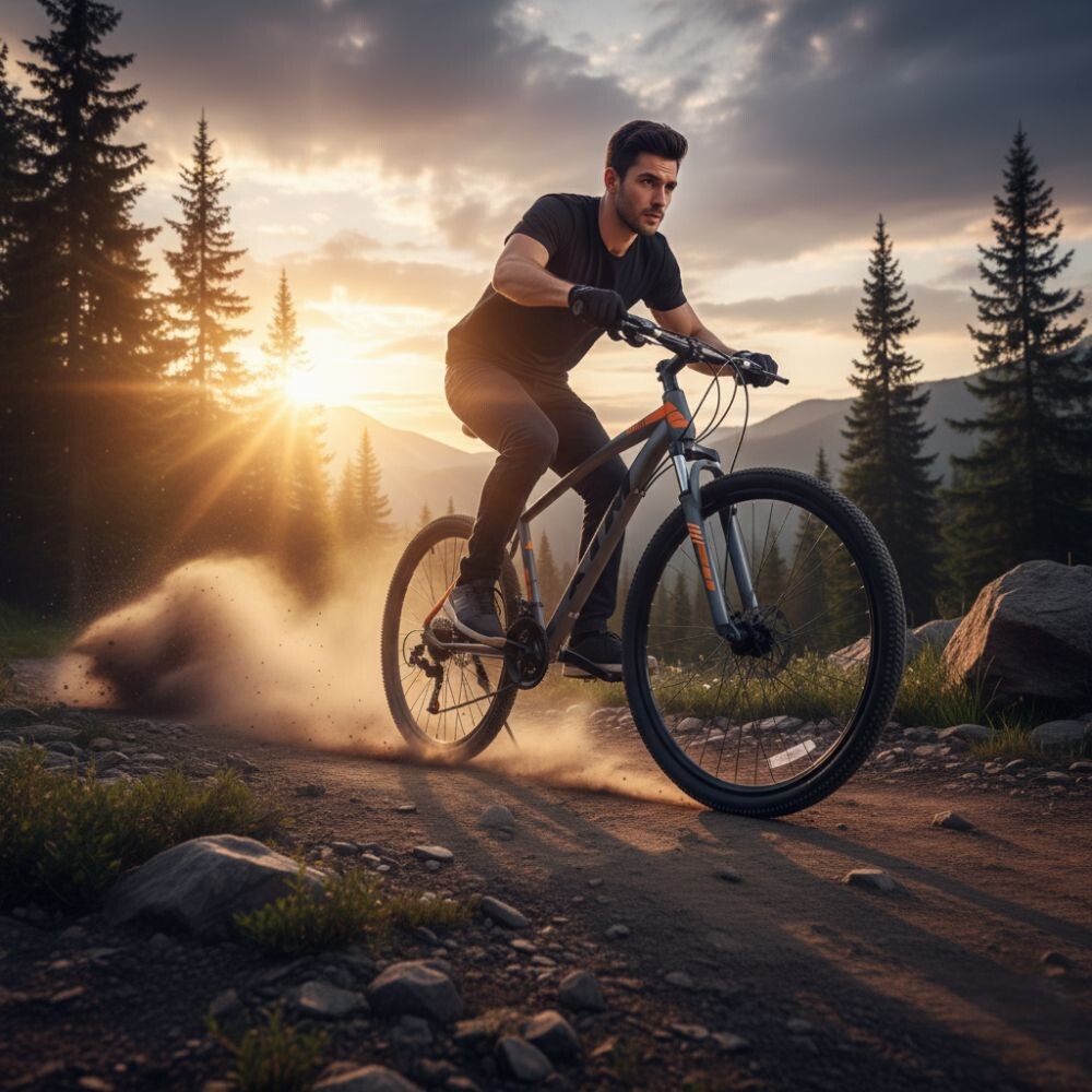 BICICLETA MONTAÑA RODADO 29 CON AMORTIGUADORES Y COMPONENTES SHIMANO - 21 CAMBIOS GRIS NARANJA