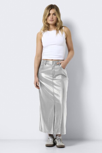 Falda Kath Midi Silver Colour