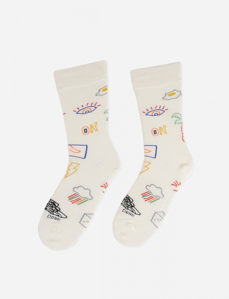 Medias fancy draw - blanco 