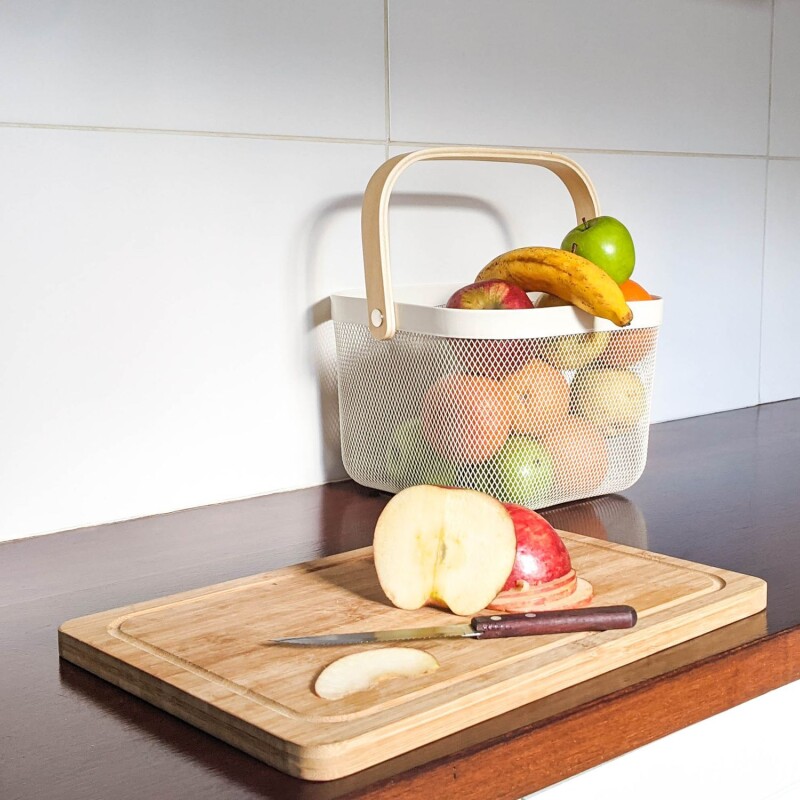 Canasto Metálico, Organizador De Frutas (Diego B.) Blanco