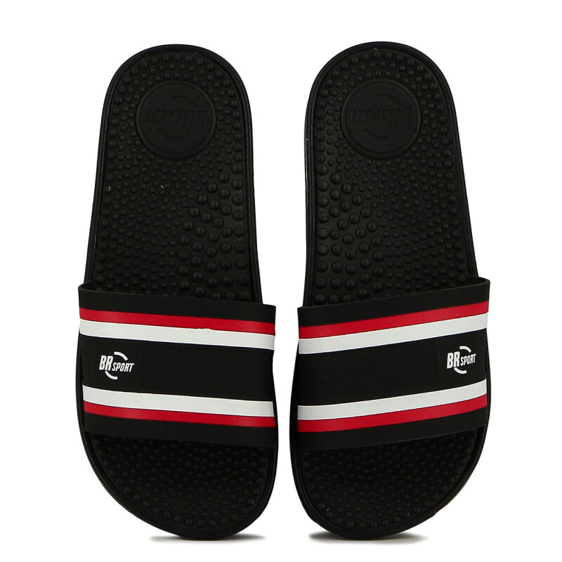 Chanclas Hombre Br Sport Tira Ancha Negro-blanco