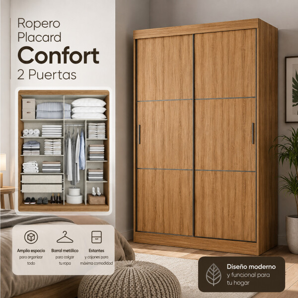 Ropero Placard Confort 2 Puertas Premium ártico ROPERO CONFORT 2P/2C ALMENDRA 5552