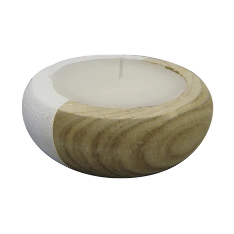 Vela Redonda con Soporte de Madera 14 x 5 cm U