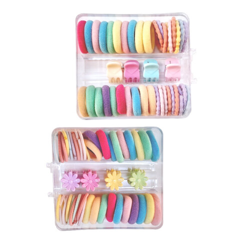 Colitas y pinzas para el cabello en caja de acrílico Colitas Y Pinzas Para El Cabello En Caja De Acrílico