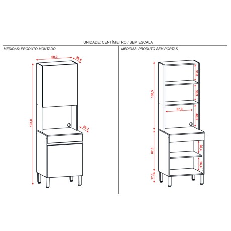 MUEBLE PARA MICROONDAS CON TAPA Y DOS PUERTAS SERIE LINE KITS PARANA GRIS