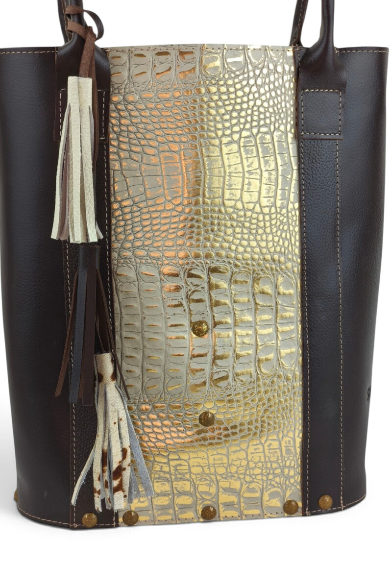 Set de matera para dama en cuero legítimo Beige con dorado