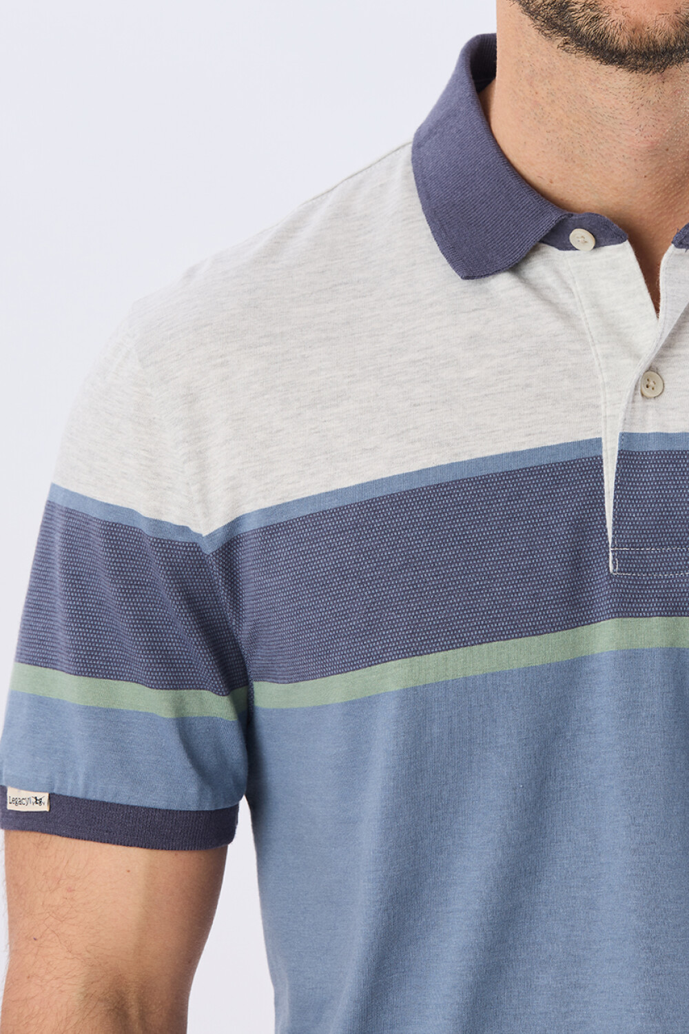 REMERA POLO RAYADA JERSEY Gris