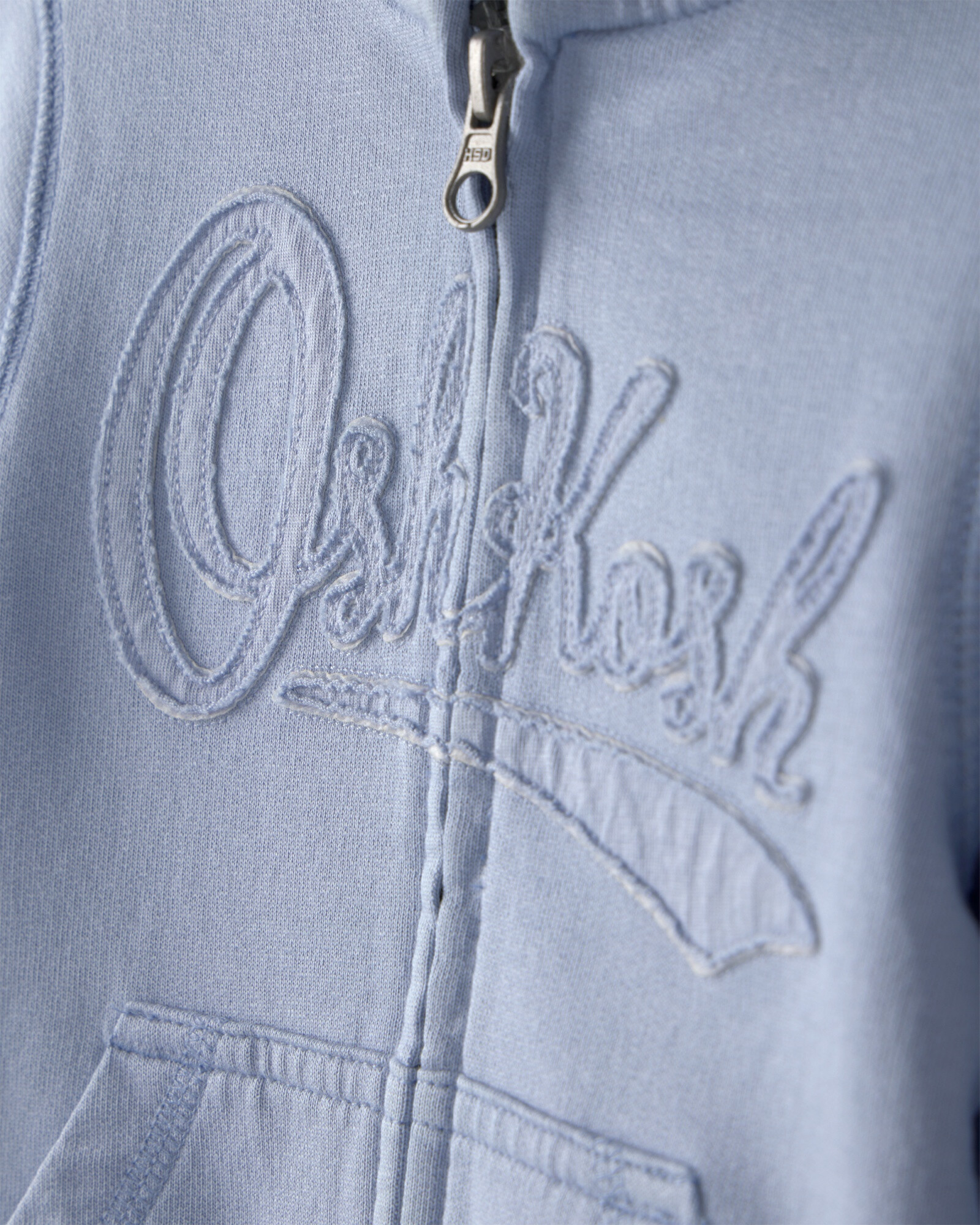 Campera de algodón, azul, con capucha y logo Campera de algodón, azul, con capucha y logo