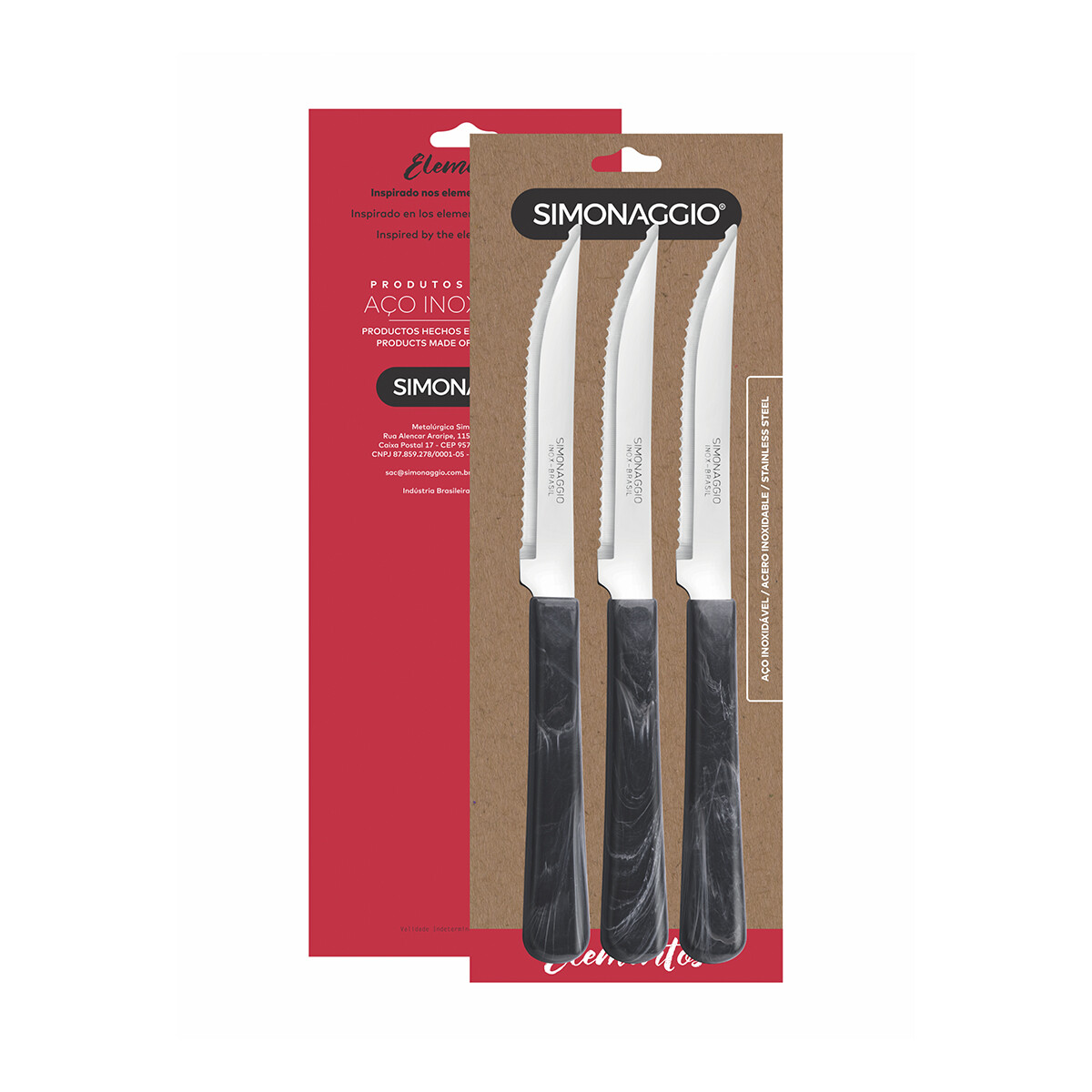 Set X3 Cuchillos Elementos de Simonaggio - GRIS OSCURO 