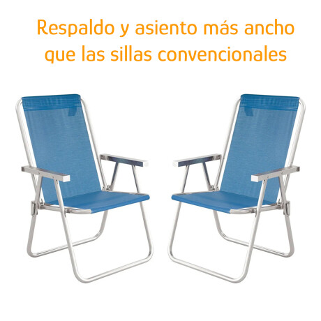 Kit 2 Reposeras Altas Plegables Aluminio Conforto Total Mor Azul