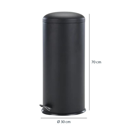 Tarro Residuos Basura Papelera Cilíndrica c/Pedal 30Lt Acero Negro