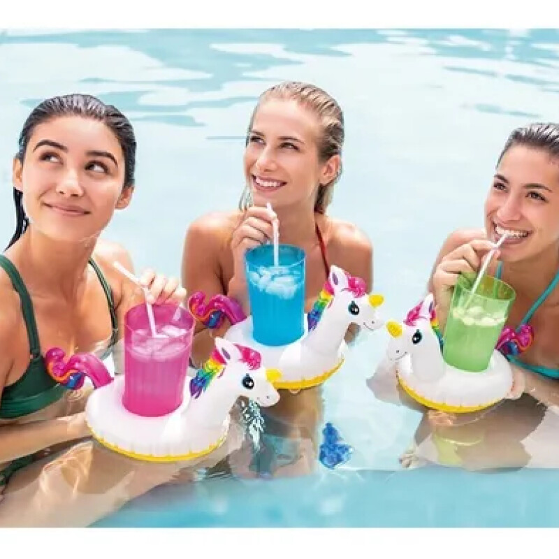 INTEX SET 3 PORTAVASOS FLOTANTES UNICORNIO 41 X 20 CMS Intex Set 3 Portavasos Flotantes Unicornio 41 X 20 Cms
