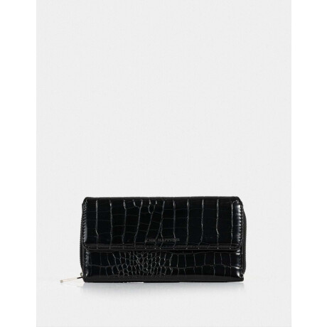 Billetera Cuerina Croco Negro
