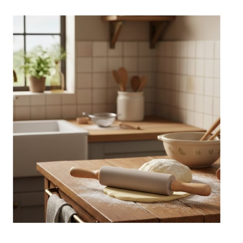 Palote Selecta de Madera y Silicona Beige 38 cm PALOTE 38CMS MADERA Y SILICONA BEIGE