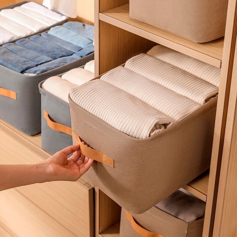 Caja de almacenamiento organizador de ropa 48cm Marrón