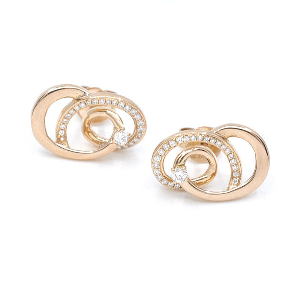 Caravanas En Oro Rosa 18K Y Brillantes Caravanas En Oro Rosa 18K Y Brillantes