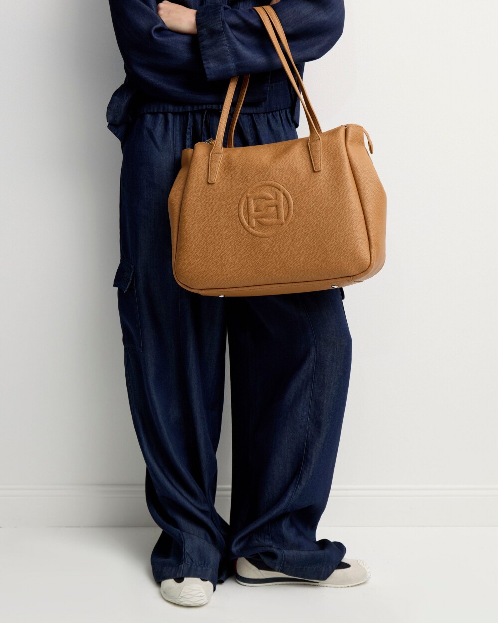 Bolso Sign en efecto cuero Cuoio