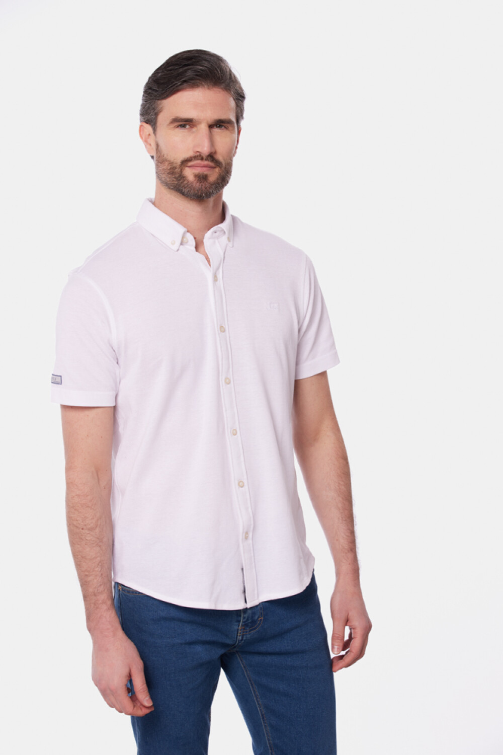 CAMISA LISA EN PIQUE Blanco