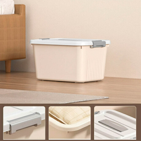 Set X5 Cajas Organizadoras Rigidas C/ Tapa 55x40x31cm Beige