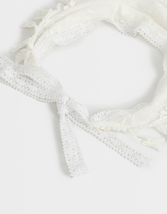 Vinchas Textiles Con bordado Vincha Con Borlas - Blanco Crudo