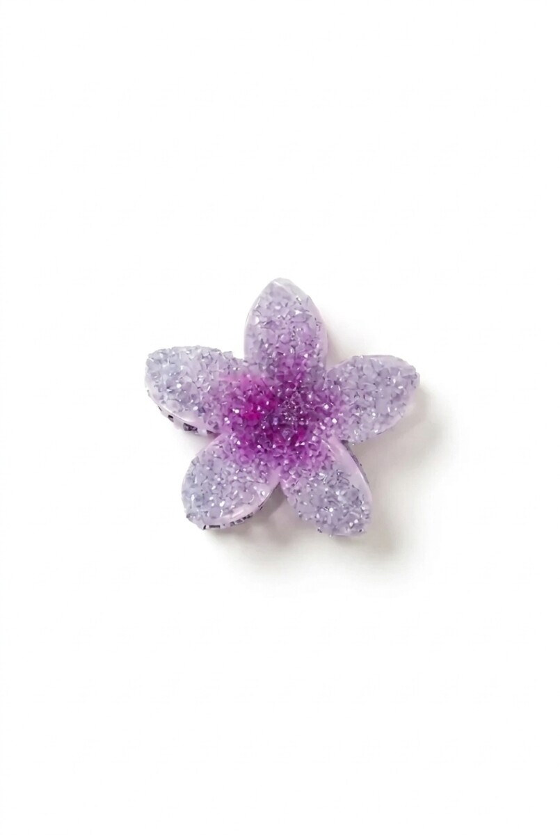 Broche acrílico hibisco glitter - lila 
