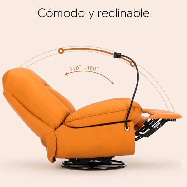 Descripción: Sillón Poltrona Mecedora Reclinable Con Soporte Para Celular POLTRONA CUERINA NARANJA MANUAL
