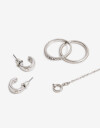 Bijouterie Set Metal Bijou Set Metal Aros Pulsera Y Anillos - Plateado
