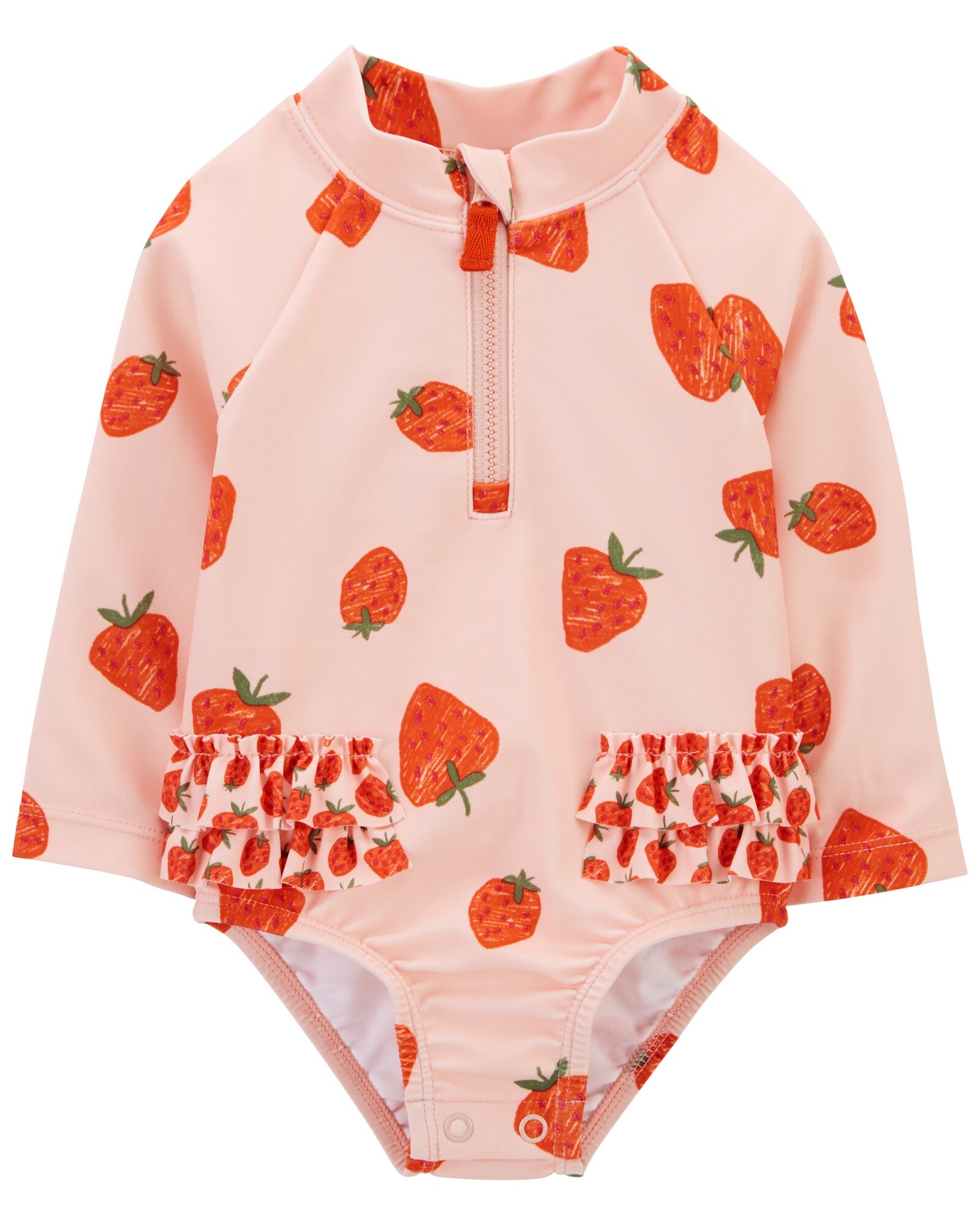 Malla de baño una pieza manga larga con protección UPF 50+ diseño frutillas Sin color