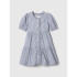 SS BTTN DWN RUFFLE DRESS BLUE STRIPE