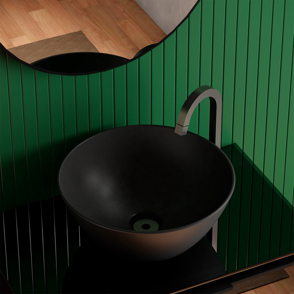 BACHA EN CERÁMICA MODELO CUIA NEGRO Bacha En Cerámica Modelo Cuia Negro