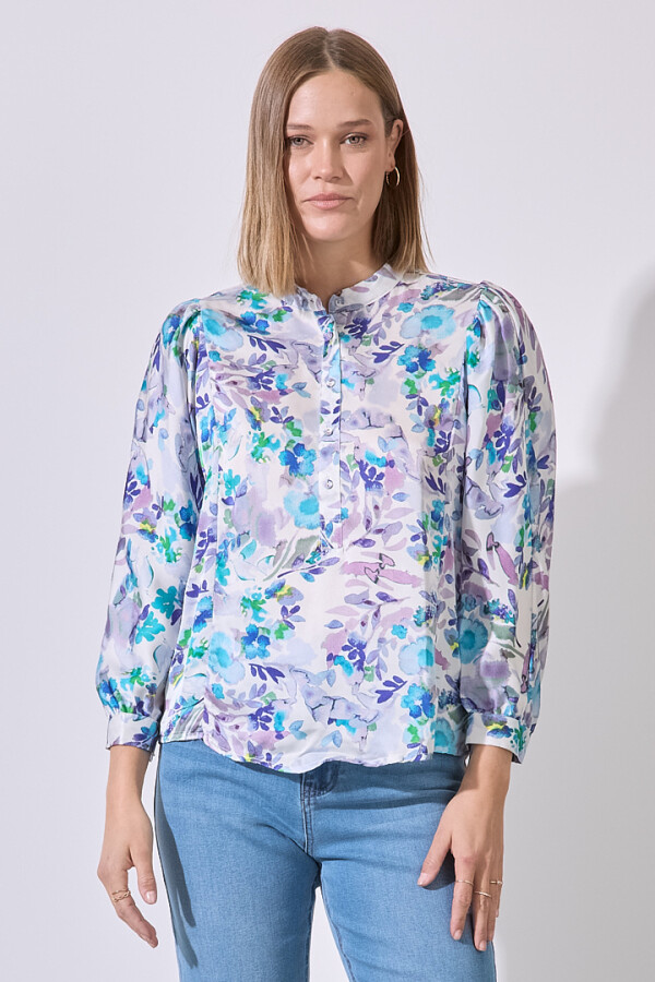 Blusa Saten Flores MULTI/LAVANDA