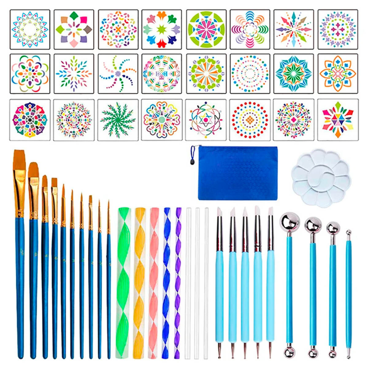Set Arte 52 Ps Mandalas C Bolso Pinceles Pintura Diy - Esc007005 